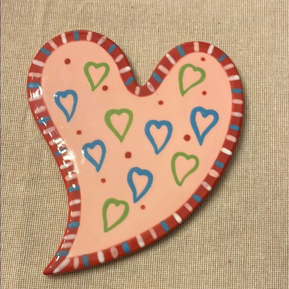 Coton Colors Pink and Red Ceramic Heart Art